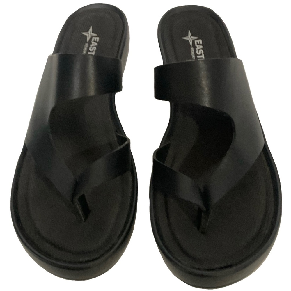 Eastland Womens Laurel Black Leather Dress Sandal; Synthetic Sole; 2.5” Heel; 8M